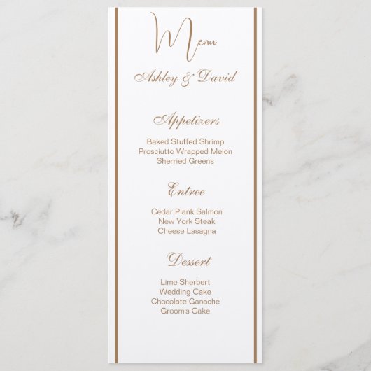 Carte de menu mariage (Devant)