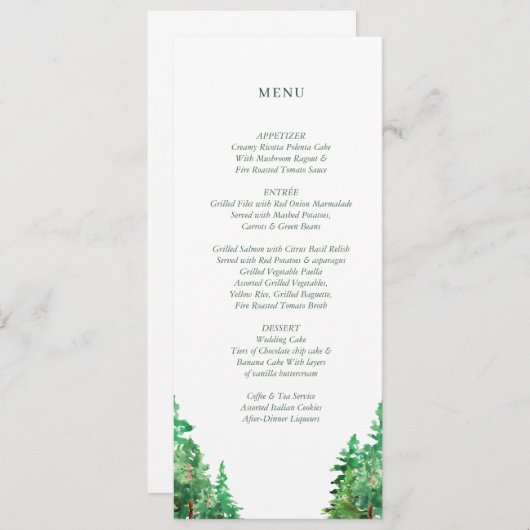 CARTE DE MENU MARIAGE (Devant / Derrière)