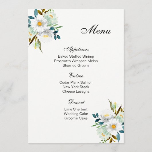 Carte de menu mariage (Devant)