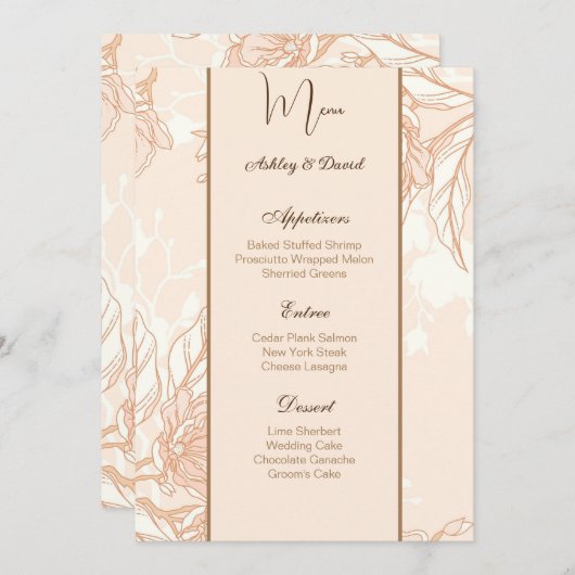 Carte de menu mariage (Devant / Derrière)