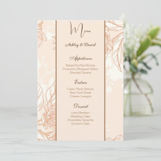 Carte de menu mariage (Debout devant)