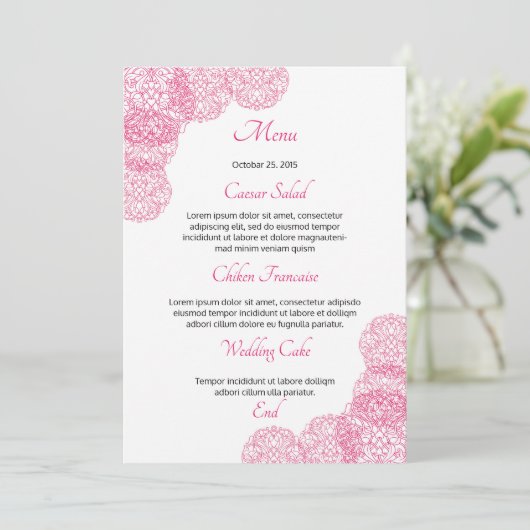 Carte de menu Mariage (Debout devant)