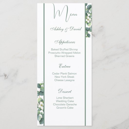 Carte de menu mariage (Devant)