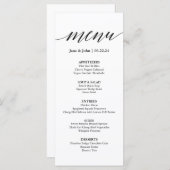 Carte de menu mariage (Devant / Derrière)
