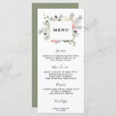 carte de menu mariage à fleurs botaniques (Devant / Derrière)