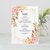 Carte de menu Mariage à fleurs de printemps (Debout devant)