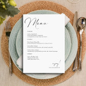 Carte de menu Mariage à la main élégante