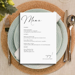 Carte de menu Mariage à la main élégante