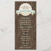 Carte de menu Mariage à la menthe verte rustique (Devant)