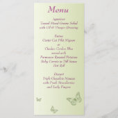 Carte de menu Mariage à papillon vert violet (Dos)