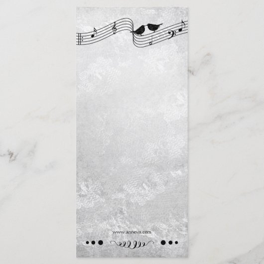 Carte de menu Mariage à thème B et W (Dos)