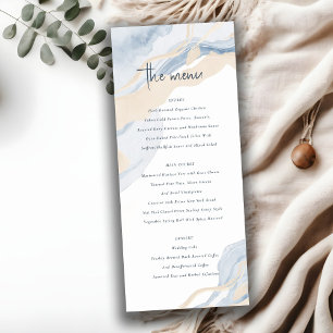 Carte de menu Mariage Abstrait bleu beige