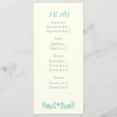 Carte de menu mariage Aqua blue feuillage frame (Dos)