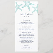 Carte de menu Mariage Aqua & Navy Starfish (Devant)