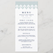 Carte de menu Mariage Arabesque | Bleu clair (Devant)