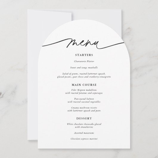 Carte de menu Mariage Arche simple (Devant)