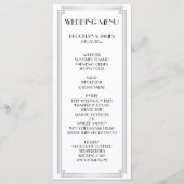 Carte de menu Mariage Argent Gatsby Art Deco (Devant)