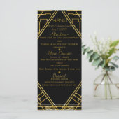 Carte de menu Mariage Art Déco Gold & Black Glamor (Debout devant)