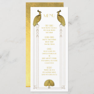 Carte de menu Mariage Art Déco Gold et White Peaco