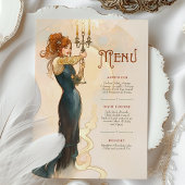Carte de menu Mariage Art nouveau aux chandelles