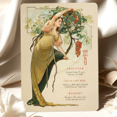 Carte de menu Mariage Art nouveau avec raisins