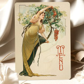 Carte de menu Mariage Art nouveau avec raisins