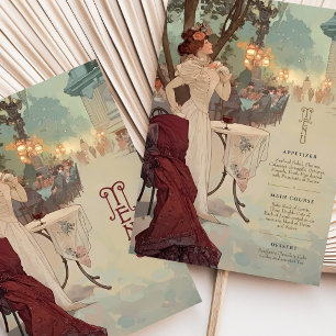 Carte de menu Mariage Art Nouveau de la nuit paris