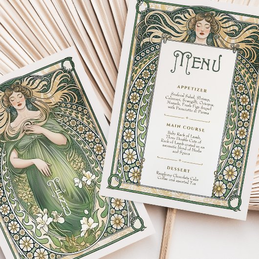 Carte de menu Mariage Art Nouveau Floral