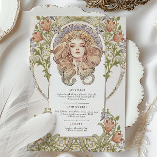 Carte de menu Mariage Art Nouveau Floral