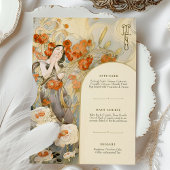 Carte de menu Mariage Art nouveau Floral Goddess