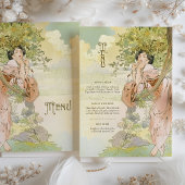 Carte de menu Mariage Art nouveau Floral Goddess