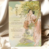 Carte de menu Mariage Art nouveau Floral Goddess