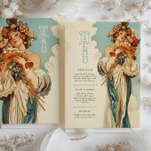 Carte de menu Mariage Art nouveau romantique