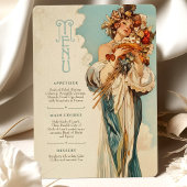 Carte de menu Mariage Art nouveau romantique