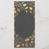 Carte de menu Mariage au charbon de bois gris et o (Dos)