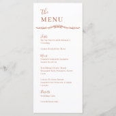 Carte de menu Mariage au thème de la Vigne de Rose (Devant)