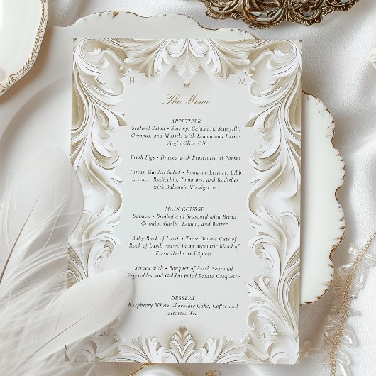 Carte de menu Mariage baroque Elegance