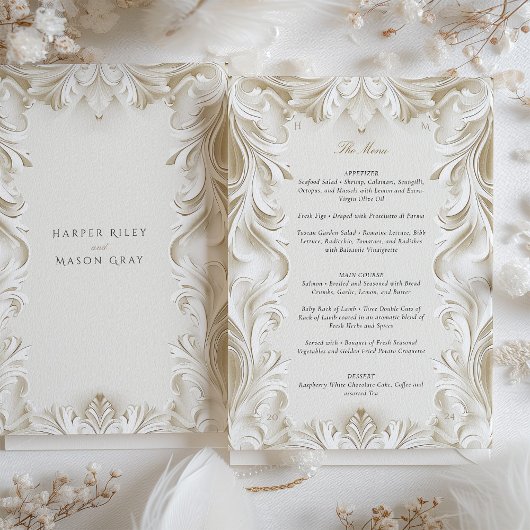 Carte de menu Mariage baroque Elegance