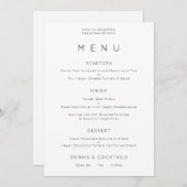 Carte de menu Mariage blanc BlacK (Devant / Derrière)