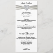 Carte de menu Mariage blanc Diamond Heart (Devant)