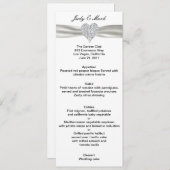 Carte de menu Mariage blanc Diamond Heart (Devant / Derrière)