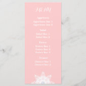 Carte de menu mariage blanc rose flocon moderne (Dos)
