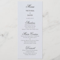 Carte de menu Mariage bleu forêt enchantée