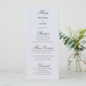 Carte de menu Mariage bleu forêt enchantée (Debout devant)