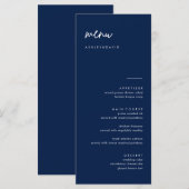 Carte de menu Mariage bleu marine moderne (Devant / Derrière)