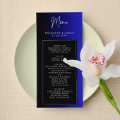 Carte de menu Mariage bleu minimum