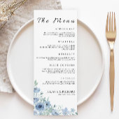 Carte de menu Mariage bleu Modèle