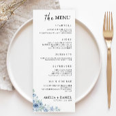 Carte de menu Mariage bleu Modèle