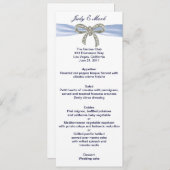 Carte de menu Mariage Blue Diamond Bow (Devant / Derrière)