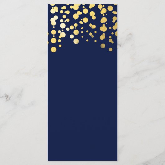 Carte de menu Mariage Blue & Faux Gold (Dos)
